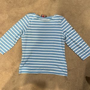 COPY - Saint James Breton Striped Cotton Shirt Black and White-size small